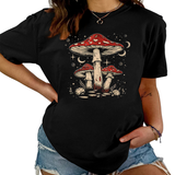 PLAYFUL RED MUSHROOM PRINT WOMENS BASE TEE_CWTTS1510