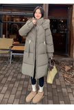 Warm Hooded Thick Long Pure Color Quilted Jacket