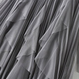 RUFFLED MESH PANEL HIGH WAIST PLEATED MIDI SKIRT_CWBMS0381