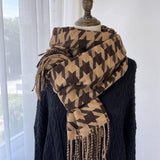 HOUNDSTOOTH TASSEL SCARF THICK WINTER WRAP_CWASC1463