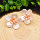 NEW HIGH END RETRO SWEET FLOWER PEARL EARRINGS_CWAJE3780