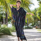 Tie-Dye Caftan Beach Cover-Up Loose Resort Robe_Cwmm6139