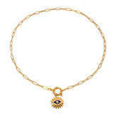 OIL DRIP RHINESTONE SUNFLOWER DEVILS EYE NECKLACE_CWAHA0913