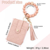 PLAID PU CARD WALLET WITH SILICONE BEAD KEYCHAIN_CWAB4970