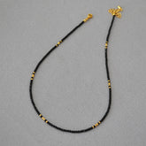 SIMPLE SHINY FACETED BLACK SPINEL BEADED NECKLACE_CWAJE2115