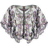 SEQUIN LACE EVENING SHAWL PARTY FORMAL WRAP_CWMM8953