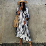 Tie-Dye Caftan Beach Cover-Up Loose Resort Robe_Cwmm6139