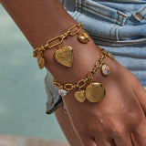 SWEET 18K GOLD PEARL ANGEL HEART PHOTO BRACELET_CWAJE4807