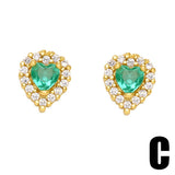 COLORED ZIRCON HEART BOW EARRINGS_CWAJE1007