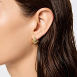 GOLD STRIPED FAN SHAPED STAINLESS STEEL STUDS_CWAJE5001