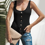 U Neck Solid Color Sleeveless Breasted Vest