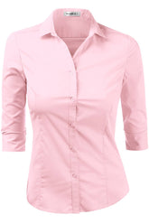 Women Solid Button Down Shirt_Cwtstl706