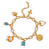 Vacation Pearl Heart Flower Blue Bracelet