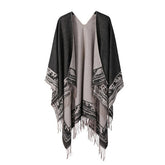 SOLID COLOR DOUBLE SIDED CAPE SHAWL OUTER CAPE_CWASC2134