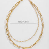 STACKING NECKLACES PAPERCLIP CLASP DOUBLE NECKLACE_CWMM3689