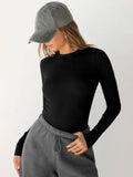 Y2K Wind Thread Round Neck Long Sleeve Base T-Shirt