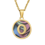 CIRCULAR SHELL ENGLISH LETTER PENDANT NECKLACE_CWAJE0675