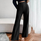 Solid Color Thick Drop High-Waisted Pants