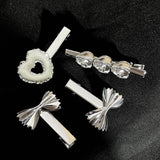 SILVER CHEESE HEART DONUT HAIRPIN DUCKBILL HAIRPIN_CWAHA4672