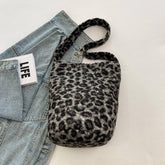 Winter Leopard Print Shoulder Bag Bucket Plush Bag_Cwab3973