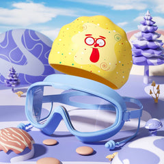 KIDS SWIM GOGGLES CAP SET HD LARGE FRAME_CWMM6645