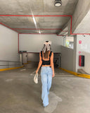 U-Neck And Black Fungus Edges Irregular Vest