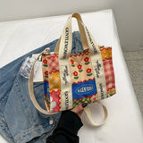 Cute Bear Colorful Letter Print Canvas Bag_Cwab2684