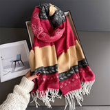 Winter Plaid Colorblock Tassel Scarf Wrap Unisex_Cwasc03273