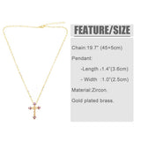 COLORED ZIRCON CROSS PENDANT NECKLACE_CWAJE0910