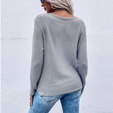 Waffle Knot Solid Color Long Sleeve Base Top