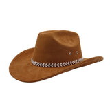 Unisex Soft Suede Western Cowboy Fedora Hat_Cwah04365