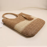 CASUAL WOVEN TWO COLOR BEACH BAG WOVEN BAG_CWAB1861