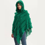 HOODED CAPE WITH FRINGED HEM SCARVES_CWASC0118