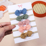 Waffle Bow Baby Headband Set Solid Colors
