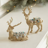 GOLD GLITTER PLASTIC STANDING REINDEER DECOR_CWMM9754
