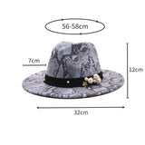 Tweed Hat Snake Pattern Hat Jazz Hat Felt Hat_Cwah2597