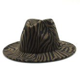 JAZZ HAT WOOLEN HAT COW PATTERN FLAT BRIM HAT_CWAH2540
