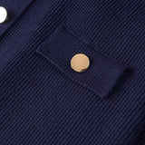 Solid Color Pendant Single-Breasted Sweater Dress