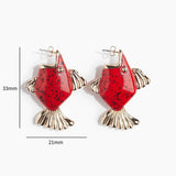 FASHION RETRO RED SPOTTED CHUBBY FISH EARRINGS_CWAJE5049