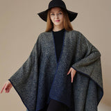 JACQUARD SLIT SHAWL WITH FAUX CASHMERE SCARF_CWASC2164