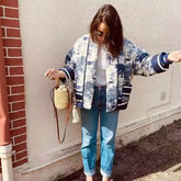 QUILTED JACKET WITH FLORAL PRINT LAPEL_CWOJA1565