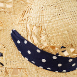 SOLID COLOR SPOTTED STRAP SUN HAT_CWAH1437