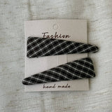 Plaid Fabric Bb Hair Clips Set For Girls_Cwaha07977