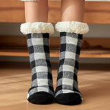 Warm Christmas Plaid Plush Indoor Slippers_Cwms0719