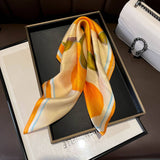 SILK RIBBON SCARF ORANGE FLORAL LONG NECK WRAP_CWASC0550