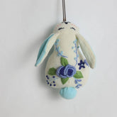 HAND EMBROIDERED BLUE ROSE BUNNY PLUSH CHARM_CWMM6006