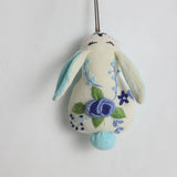 HAND EMBROIDERED BLUE ROSE BUNNY PLUSH CHARM_CWMM6006