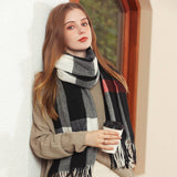 PLAID FAUX CASHMERE SCARF THICK WARM NECK WRAP_CWASC0242