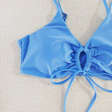Tied Bow Bikini Set-Solid Color Sexy Swimsuit_Cwmw0189