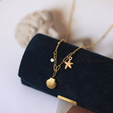 STAINLESS STEEL OCEAN STYLE SHELL PEARL NECKLACE_CWMM3918